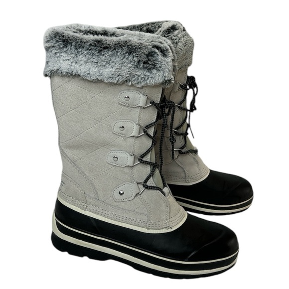Khombu Shoes - Khombu Women's Emily Suede Leather Winter Snow Boots Size 9 Faux Fur Cuff Trim